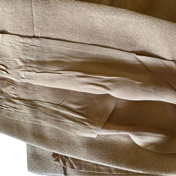 Anthropologie Camel Tan Wool Blend Belted Wrap Mini Skirt - Picture 9 of 12